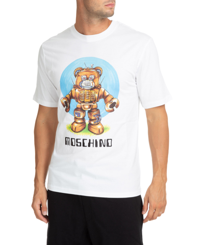 Shop Moschino Robot Bear T-shirt In White
