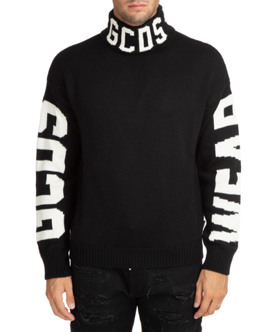Shop Gcds Band Logo Roll-neck Sweater In Black