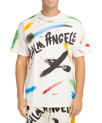 Shop Palm Angels Brush Strokes T-shirt In White