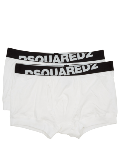 Dsquared2 Logo-waistband Pack Of Two Boxer Shorts In White