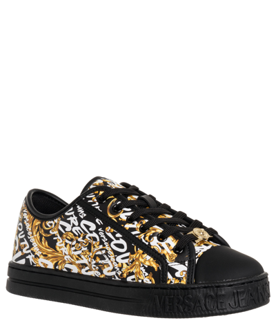 Shop Versace Jeans Couture Court 88 Logo Brush Couture Sneakers In Black