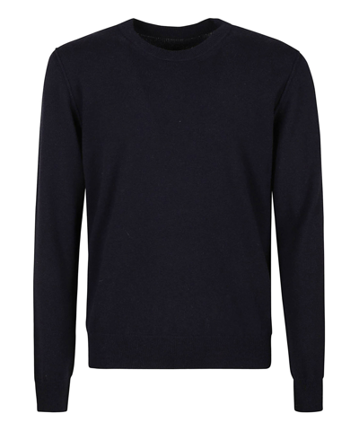 Maison Margiela Navy Ribbed Sweater In Blue