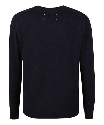 Maison Margiela Navy Ribbed Sweater In Blue