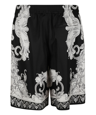 Shop Versace Baroque Silver Shorts In Black