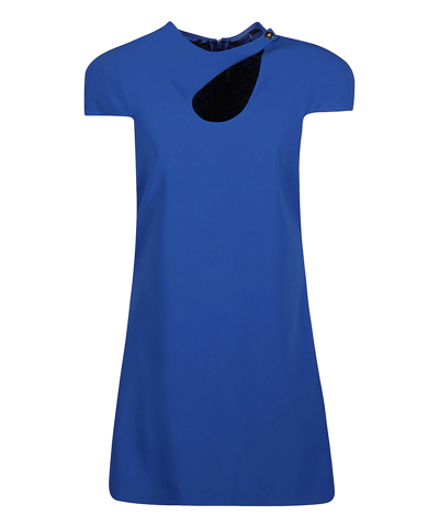 Shop Versace La Medusa Mini Dress In Blue