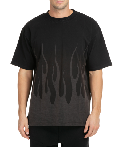 Shop Vision Of Super Flames Lasered T-shirt In Black