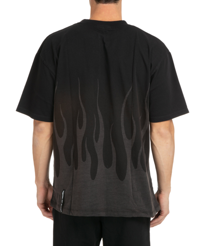 Shop Vision Of Super Flames Lasered T-shirt In Black