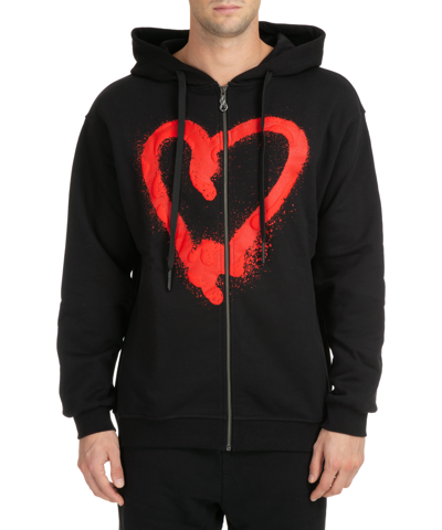 Shop Vision Of Super Spray Heart Hoodie In Black
