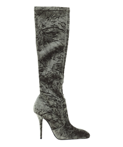 Shop Saint Laurent Talia Heeled Boots In Grey
