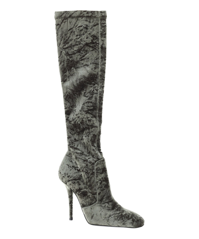 Shop Saint Laurent Talia Heeled Boots In Grey