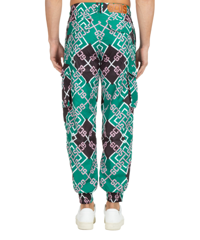 Gcds Tartan Monogram Nylon Cargo Pants In Green