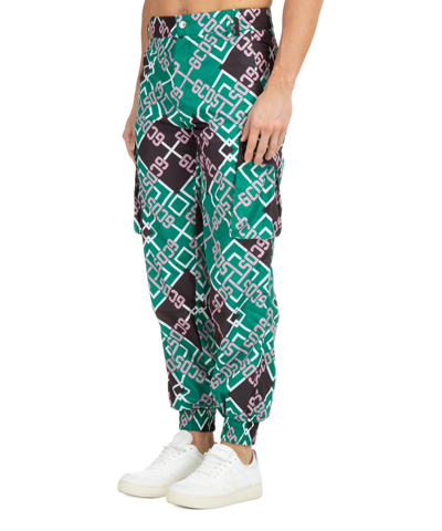 Gcds Tartan Monogram Nylon Cargo Pants In Green