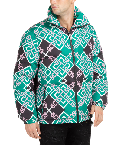 Gcds Monogram-pattern Zip-up Jacket In Green