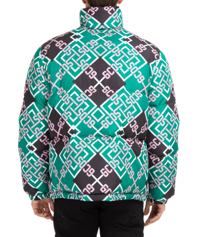 Gcds Monogram-pattern Zip-up Jacket In Green