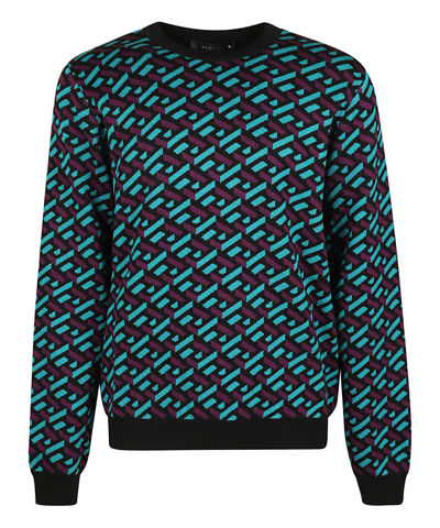 Shop Versace La Greca Sweater In Lightblue