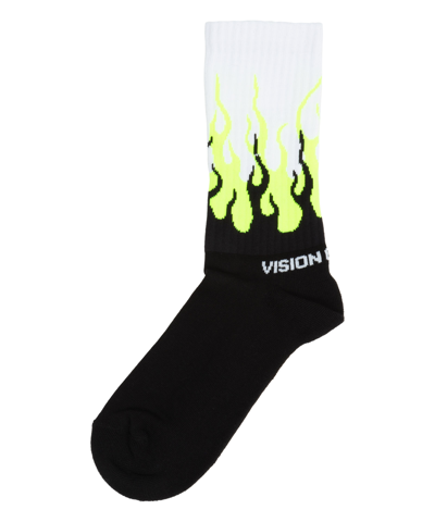 Shop Vision Of Super Flames Double Socks In Black