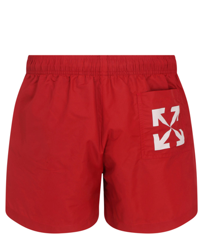 Shop Off-white Swim Shorts In Red