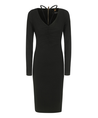 Shop Versace La Medusa Midi Dress In Black