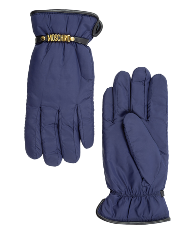 Shop Moschino Gloves In Blue