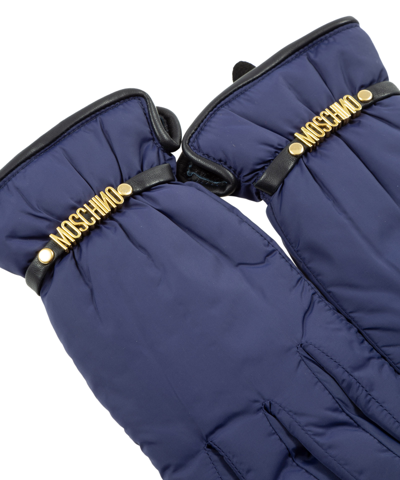 Shop Moschino Gloves In Blue
