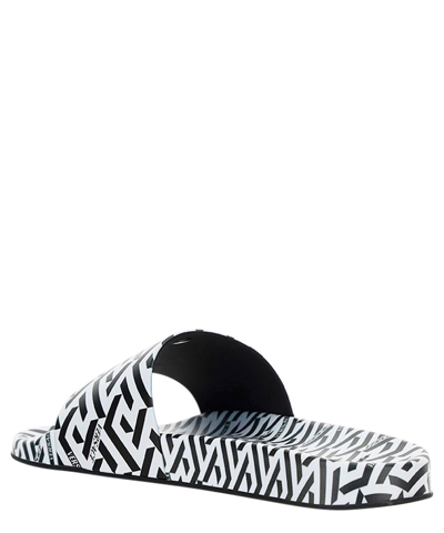 Versace La Greca Print Slides, Male, Print, 47 In White