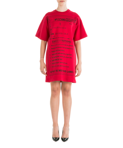 Shop Moschino Care Instructions Mini Dress In Red