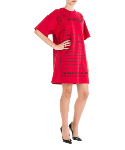 Shop Moschino Care Instructions Mini Dress In Red
