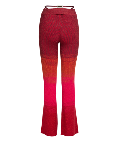 Gcds Ribbed Degrade Lurex Knit Pants In Red