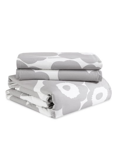 Shop Marimekko Unikko Floral Comforter & Sham Set In Grey