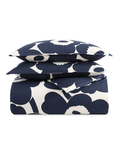 Shop Marimekko Unikko Floral Comforter & Sham Set In Indigo Blue