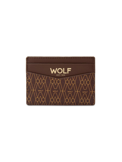 Shop Wolf Signature Leather Cardholder In Brown