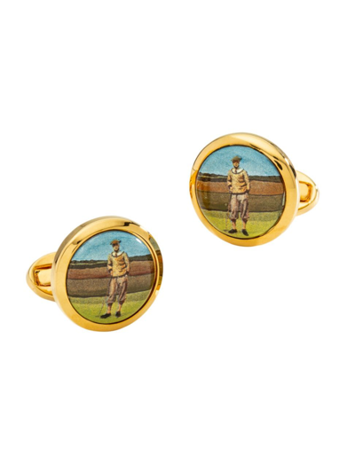 Shop Halcyon Days Men's 1920s Golfer Cufflinks In Gold