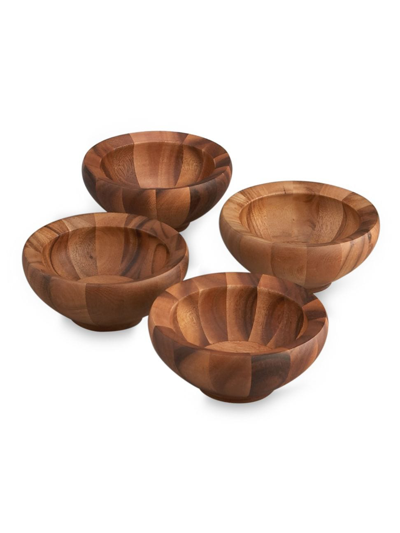 Shop Nambe 4-piece Yaro Acacia Wood Salad Bowl Set In Brown