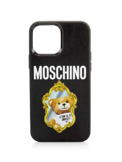 Shop Moschino Women's Logo Mirror Bear-print Iphone 13 Pro Max Case In Black