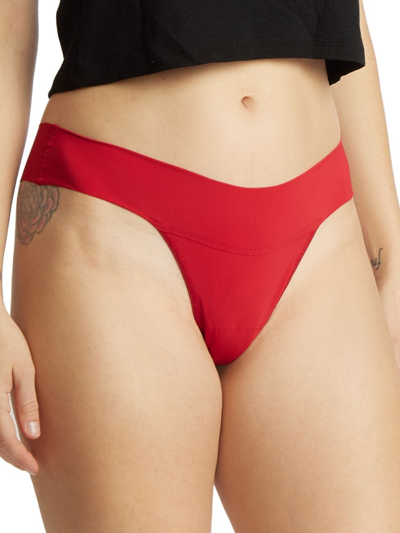 Shop Hanky Panky Women's Breath Natural Rise Thong In Cherryade Red