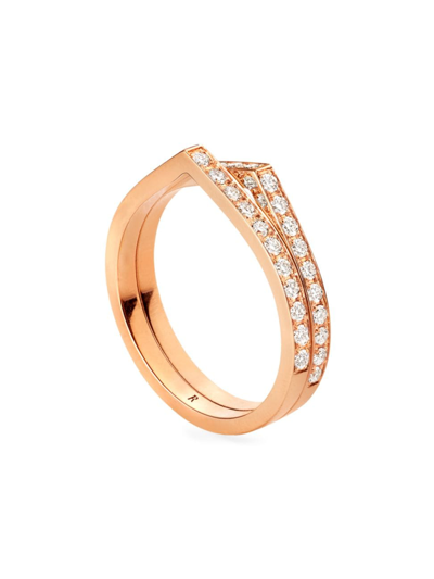 Shop Repossi Women's Antifer 18k Pink Gold & 0.52 Tcw Diamond Double Ring In Rose Gold