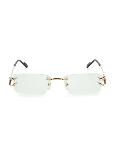 Shop Cartier Men's Signature C Rimless 24k Gold-plated 56mm Rectangular Eyeglasses