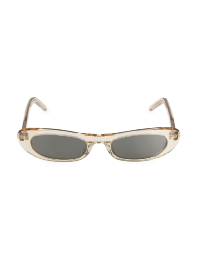 Shop Saint Laurent Women's Feminine Fashion Icons Shade 53mm Oval Cat-eye Acetate Sunglasses In Beige
