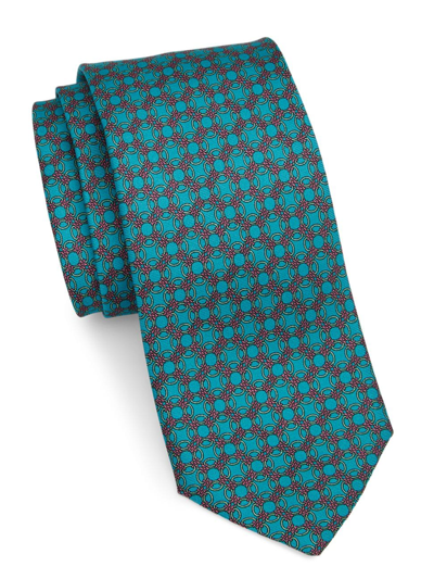 Shop Saks Fifth Avenue Men's Collection Silk Medallion Tie In Deep Lake