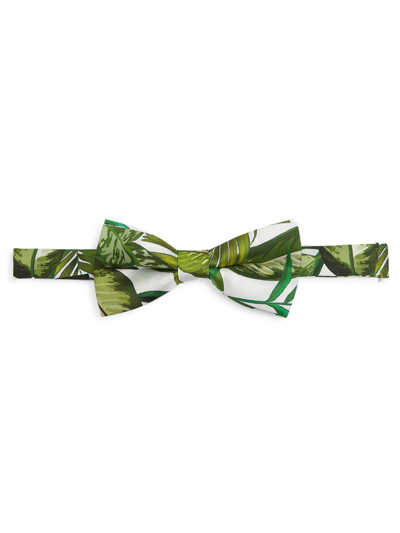 Shop Saks Fifth Avenue Men's Collection Jungle Print Silk Bow Tie In Egret