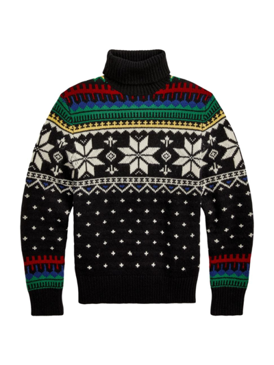 Shop Polo Ralph Lauren Men's Fair Isle Turtleneck Sweater In Black