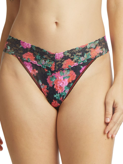 Shop Hanky Panky Women's Original-rise Floral Lacethong Panty In Autobiography