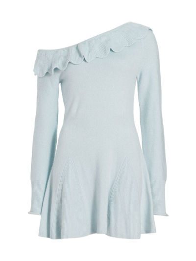 Shop Loveshackfancy Women's Bedine Scallop Sweater Dress In Seashell Blue