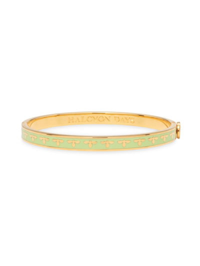 Shop Halcyon Days Women's Skinny Bee Hinged Bangle In Meadow