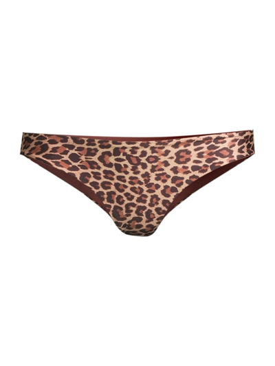 Shop Juan De Dios Women's Guava Reversible Bikini Bottom In Brown Leopard