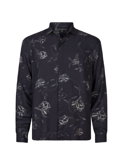 Shop John Varvatos Men's Rodney Floral Shirt In Steel Grey