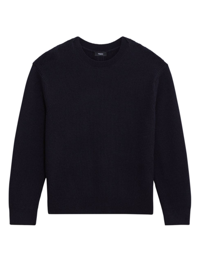 Shop Theory Men's Lamar Rib-knit Wool Crewneck Sweater In Baltic