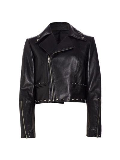 Shop Helmut Lang Women's Studded Leather Jacket In Black