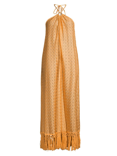 Shop Ramy Brook Women's Fauna Halter Cover-up Dress In Sunrise Zigzag