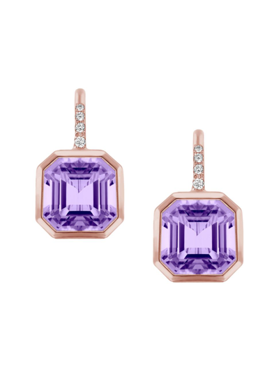 Shop Goshwara Women's Gossip 18k Rose Gold, Amethyst, & 0.08 Tcw Diamond Drop Earrings In Lavender